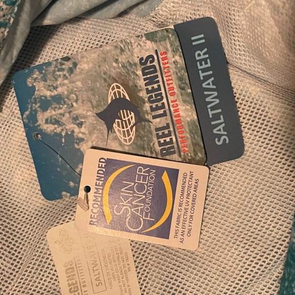 Reel Legends Men's Small Fishing shirt in teal waves-SALTWATER 11 - Picture 8 of 12